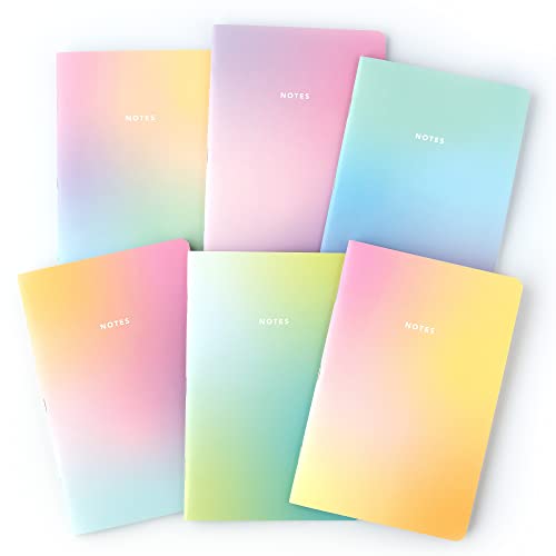 Thinkable Pastel Gradient Journal Set, A5 Notebook 6 Pack Ruled Pages, Aesthetic Stationery, Cute Notebooks For Girls, Pretty Travel Journal For Women, Soft Cover Journals #TOP7