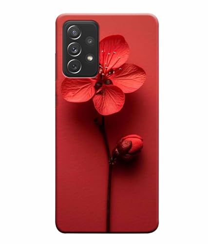 Image of Printed Hard Back Case Cover & Compatible for Samsung Galaxy A72 5G | Red Flower Painting (Multicolor) - D1195