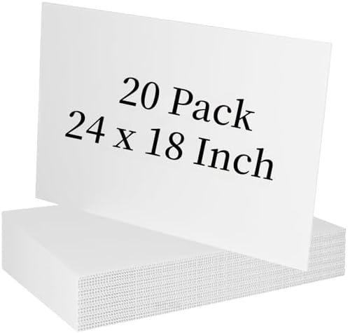 20 Pack 18'' x 24'' Large White Corrugated Plastic Sign Blank Boa...