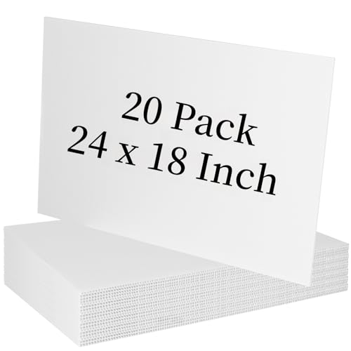 20 Pack 18'' x 24'' Large White Corrugated Plastic Sign Blank Board Double Sided for Garage Sale, Rent, Birthday Party, Guidepost Decorations