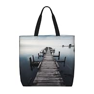 Size: Width 19.6 Inches 50 Centimeters Height 15.7 Inches 40 Centimeters Thickness 5.9 Inches 15 Centimeters Product Performance: This Old Wood Pier Above Calm Water Shoulder Bag Is Made Of Durable And Water-Resistant Polyester Material, Which Is Lig...