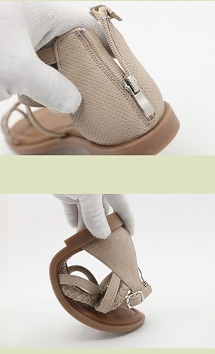 Women'S Roman Flat Sandals Comfortable Open Toe Gladiator Sandals Convenient Back Zip Sandals4