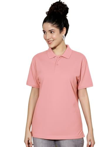 Image of LEOTUDE Half Sleeve Cottonblend Polo Tshirt for Women, Polo Neck Solid Tshirt Tops for Women's (ZGrey)