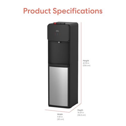 Image of Brio 130SS Series Bottom Load Water Cooler Dispenser, Black+Stainless Steel