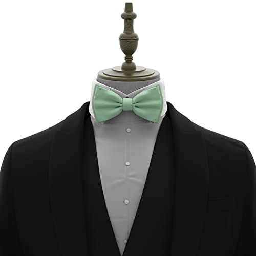 Adam Young Boy's Green Fern Bow Tie Pre-Tied Style Formal Satin Classic Bowtie for Tuxedo Faux Silk (Medium, Deep Sage)4