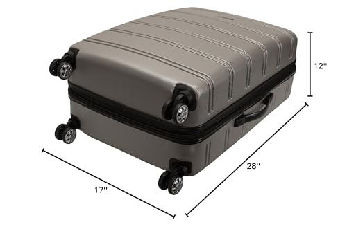 Image of Rockland Melbourne Hardside Expandable Spinner Wheel Luggage, Checked Large 28 inch, Silver