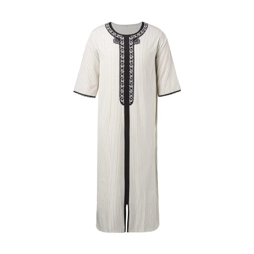 Generic Jalabiya Men Big and Tall Kaftan Muslim Men Thobe Men Thobe with Pocket V Neck Long Sleeve Kaftan Thobe3