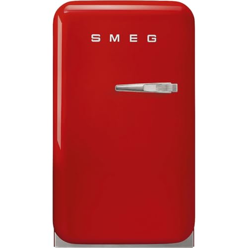 Image of Smeg FAB5 Retro Mini Fridge - 50s Style Compact Small Refrigerator, 1.2 cu ft, Automatic Defrost, LED Lighting, Adjustable Shelves- Made in Italy - Perfect for Home, Dorm, Office, Hotel -Red