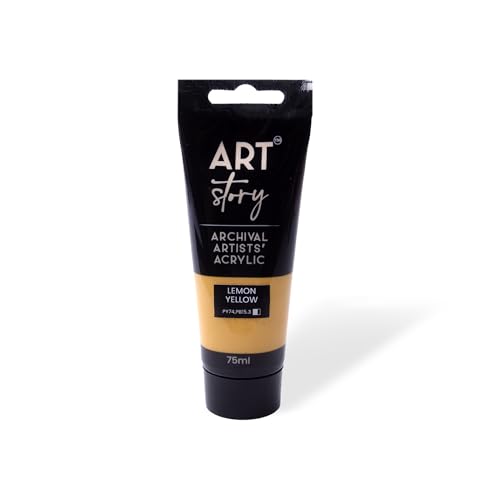 Image of Itsy Bitsy Art Story Artists Acrylic Colour Lemon Yellow 75ml Tube | Rich Pigment, Smooth Finish, Quick Drying Paint for Canvas, Paper, Craft & DIY Projects