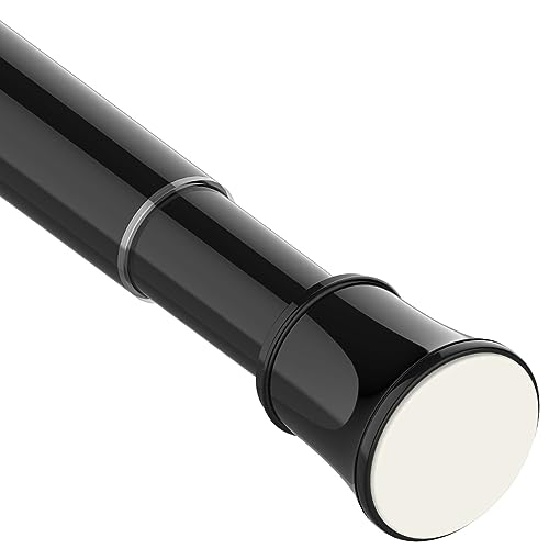 Venwemong Vorhangstange ohne Bohren Verstellbare Teleskopstange Gardinenstange belastbare Klemmstange zum Ausziehen durch Drehen Verstellbar, für ihre Gardinen, Trennwand und Balkon Schwarz 69-90 cm