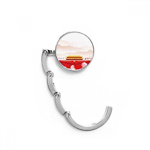 Accroche sac pliable rouge Tiananmen : support de table compact 4,4 x 4,4 cm
