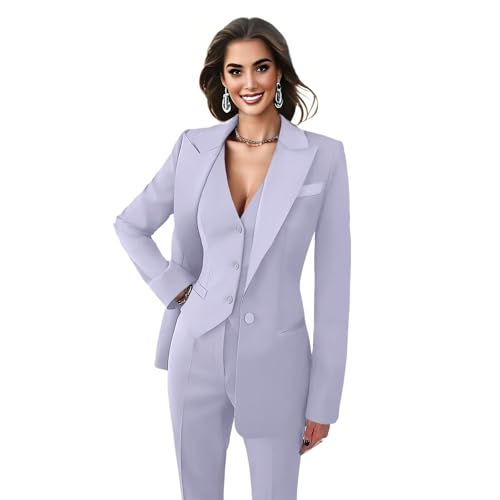 3 Piece Women's Suits Slim Fit Office Lady Notched Lapel Business Women Suit Set (Blazer+Pant+Vest)3