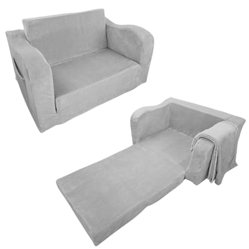 {Sofás para Niños Pequeños Sofás para Niños Sofá de Espuma para Niños con Manta, Sofá Convertible 2 en 1 para Niños Pequeños Preensamblado, Silla y Cama para Niños...