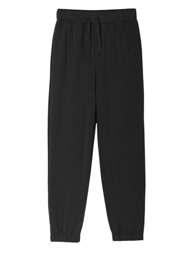 Haloumoning Pantalon de jogging pour garçons Regular Fit Pantalon de sport léger pour enfants Pantalon uni décontracté avec taille élastique et poches, Noir , 13-14...