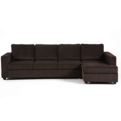 Image of Wakefit Sofa Set | 3 Year Warranty | Sofa 3 Seater, 3 Seater Sofa for Living Room, Wooden Sofa Set, 3 Seater + Right Aligned, Sofa for Living Room - Napper(Malphino : Dark Earth)
