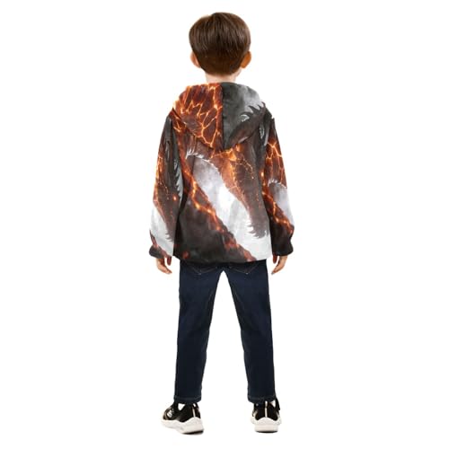 Fiery Dragon with Glowing Veins Toddler Fleece Jacket Girl Boys Hooded Fleece Jacket Coat Warm Outwear Zip-up 3-10T4