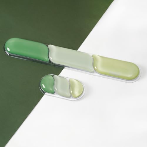 Image of EPOMAKER CloudGel Wrist Rest for Keyboard and Mouse, 2 Pieces | Silicone Wrist Support, Anti-Slip Rubber Bottom, Ergonomic Design, Suitable for Office /Computer /Laptop /Gaming (Green)