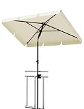 GarveeLife Parasol de balcon   200 x 125 cm   Avec housse de parasol UV50+   Rectangulaire   Pliable et réglable en hauteur   Avec support   Idéal pour balcon, jardin et terrasse, ivoire