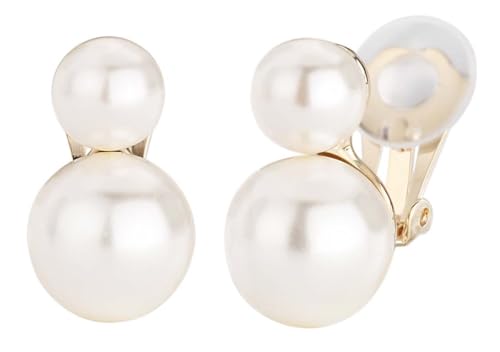 Boucles d'oreille à clip pour oreilles non percées perles doubles