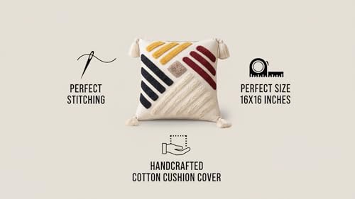 Image of RRC Boho Throw Pillows 16x16 Inch Set of 2 - Soft Mid Century Modern Decorative Pillow Covers, Aesthetic Cushion Cases for Couch, Sofa, Bed & Bedroom Decor (Brown, 16X16(Inches))