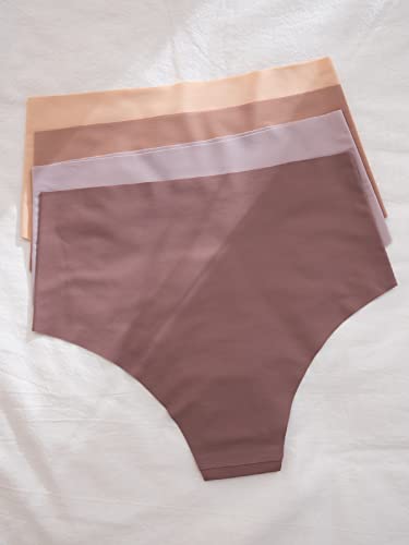 Makemechic Women's 4Pack Solid High Waist Seamless No Show Briefs Panty Set C Multi M #TOP1