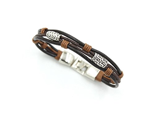 HGJNGHBNG Well Men's Creative Vintage Leather Chain Woven Bangle Bracelet(Brown)