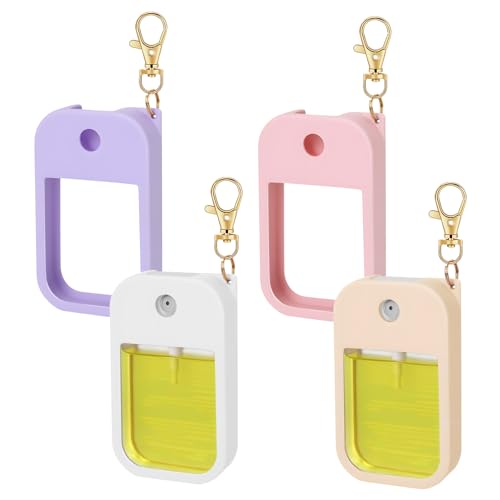 4 Pack Silicone Case for Touchland Power Mist 1oz, Leak Proof Protective Cover with Keychain, Hand Sanitizer Holder for 1 Fl Oz Bottles (Multicolor)