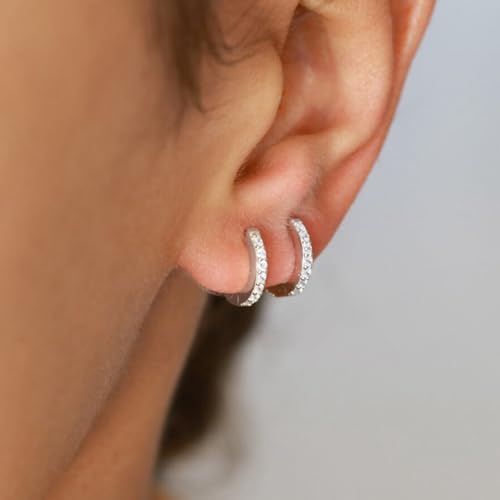 Gold Hoop Earrings Set 14k Gold Plated Huggie Earrings Hypoallergenic Small Silver Hoop Earrings Jewelry for Multiple Piercing for Women4