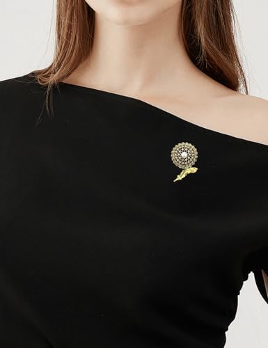 Image of Daisy Boutonniere Flower Lapel Pin Brooch Breastpin Sunflower Tie Pins Tie Tack Pins for Women Hat Jacket Suit