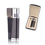 Tcairzl Foldable Lighter Multi-Purpose 2 in 1 Slant Jet Soft Flame Open Lighter Refillable Metal Torch Lighter with Accessories, Heavy-Duty Gift Box for Men Women Camping Kitchen (Without Gas) (1)
