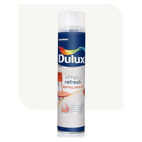 Dulux Simply Refresh Spray Paint | DIY, Quick Drying Gloss Finish for Metal, Wooden Furniture, Plastic, Walls, Cars & Bikes – 12 X 400ML (White)