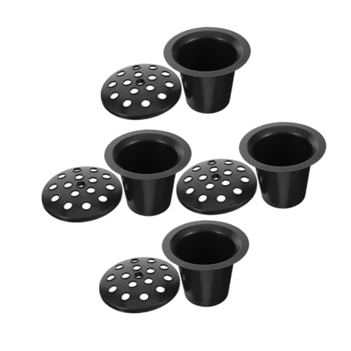 NULYLU 4piezas Base De Flor Conmemorativa Negra para Cementerio con Orificios De Soporte Plástico para Arreglos Lápidas y Tumbas Decorativo para Flores Artificiales