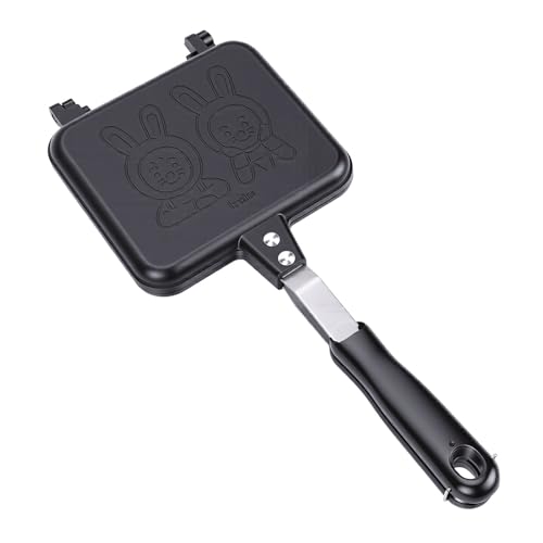 Fabater Sandwichera A La Parrilla Y Panini, Sartén Antiadherente De Doble Cara Con Patrón De Conejo, Sartén Para Prensar Parrilla Tostada En La Estufa Para El Desayuno De La Cocina
