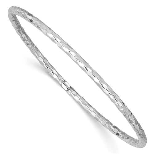 IceCarats 14K Solid White Gold Slip On Bangle Bracelet
