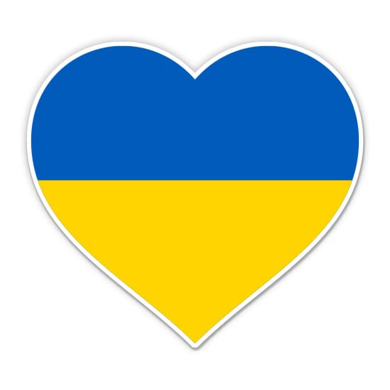Ukrainian Flag Heart Ukraine Pride - 3" Vinyl Sticker - for Car Laptop Water Bottle Phone - Waterproof Decal