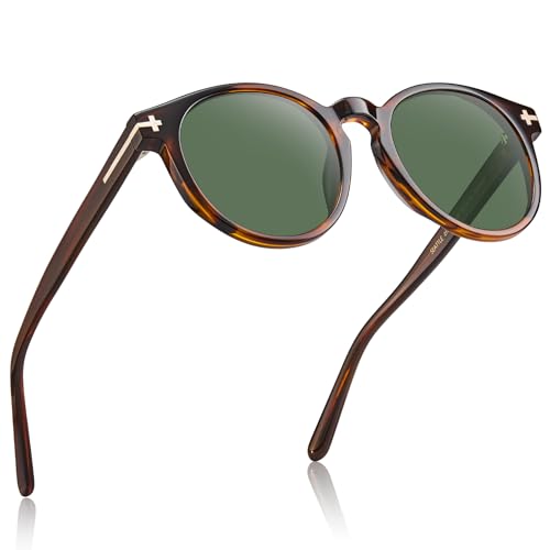 AVAWAY Polarized Sunglasses for Men Round UV Protection, Retro Hand-crafted Frame Gold Filigree Sunnies