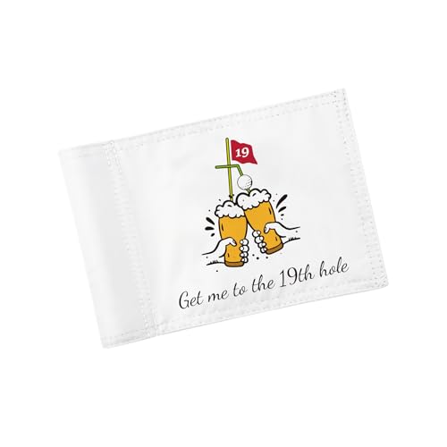 KINGTOP 19th Hole Golf Flag for Backyard Practice Putting Green, PGA Junior Standards, Double Sides 420D Nylon with Tube Insert, 6x8 Inch, 19th Hole Cheers Flag