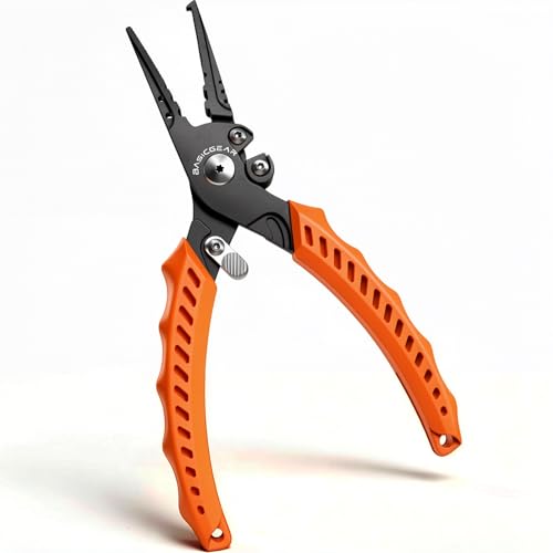 BasicGear Fishing Pliers 17-4 PH Steel 6.3 in Compact Orange