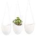 MyGift Modern Ceramic Hanging Planters, Succulent Plant Pots, Set of 3, White