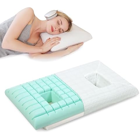 HAVARGO Ear Piercing Pillow for Side Sleeping, Ultra Soft Gel Memory Foam Ear Pillows with Holes for Ear Pain, Side Sleeping Pillows for Pierced Ears, Donut Pillow for Ear Patent Design for Cooling Cover