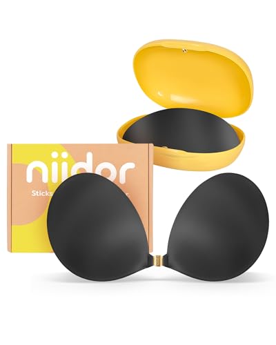 Image of Niidor Women's Silicone Adhesive Bra, Invisible Sticky Bra, Strapless Backless Reusable Bra for Wedding Dress