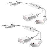  Eurostecker Verlängerung, Netzkabel Verlängerungskabel, 30cm Kurz 0.75 mm² Stromkabel Typ-C Euro Stecker auf Doppel Typ-C Euro Buchse, Max. 250 V / 8A für TV PC Monitor Lampen （2 Stück - Weiß）