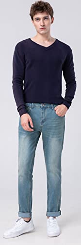 Plaid&Plain Men’s Slim Fit Jeans Tapered Jeans2