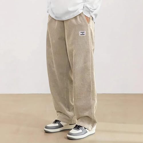 Hawyet Corduroy Sweatpants for Men Lightweight Spring Fall Elastic Waist Drawstring Straight Leg Baggy Casual Pants2