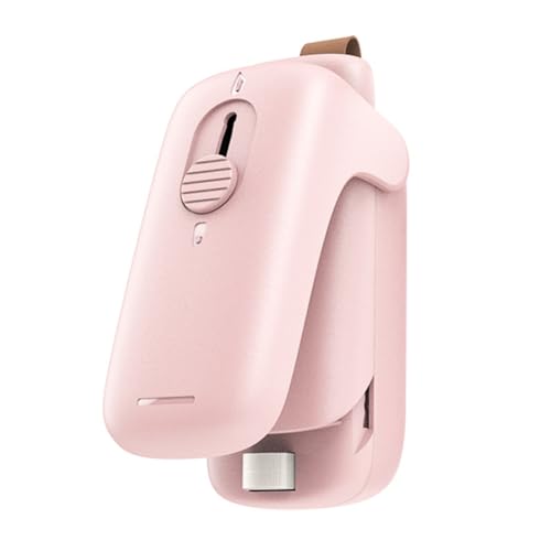 Agwuoetr Mini Sellador de Bolsas con Cuchillo para Cortar Chips de Bocadillos, Sellador de Bolsas de PláStico, Sellado TéRmico con Cortador, Mini Sellador PortáTil, Rosa