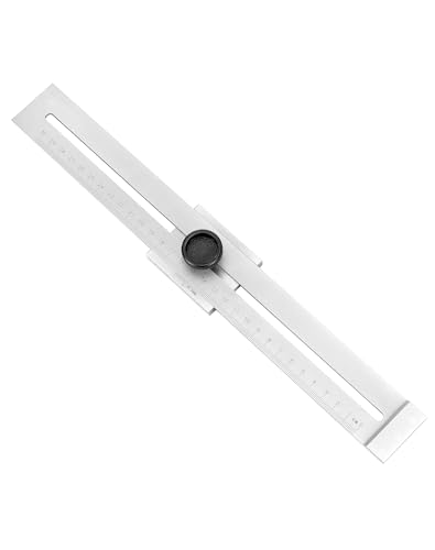 QWORK Präzisions Streichmaß Kohlenstoffstahl Parallel Anreißer mit Lasergravierter Skala - 300mm Meßbereich