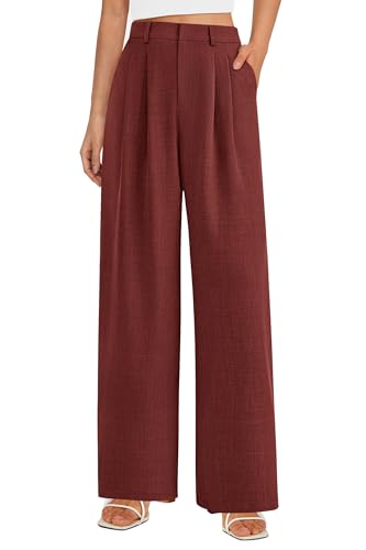 PRETTYGARDEN Women's Summer Elastic High Waisted Work Pants Straight Leg Dressy Business Casual Trousers Slacks Pockets