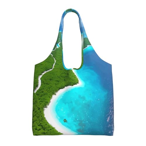 An island in the ocean Printed canvas bag Women's fashionable shoulder bag