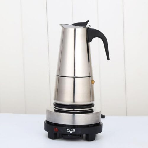 AOOCHUEspresso Coffer Maker Stainless Steel Moka Coffee Pot With Electric Stove Stovetop Expresso Percolator Easy To Clean Italian Cooker Induction Portable Cafeteria Classic Cafe Silver (4 cup)