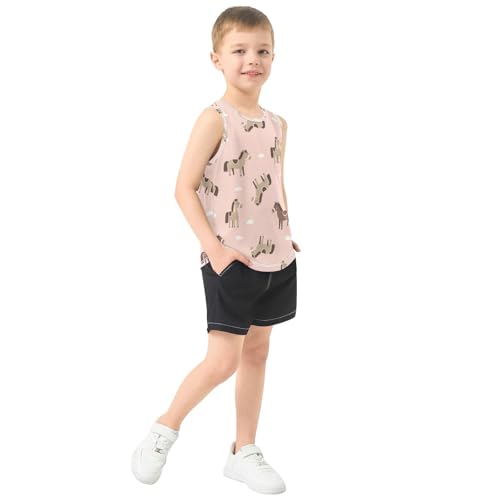 J JOYSAY Cartoon Horse Pink Boys Tank Top Sleeveless Muscle Shirts Quick Dry Active Workout Sport Kids T-Shirts 3-15T4